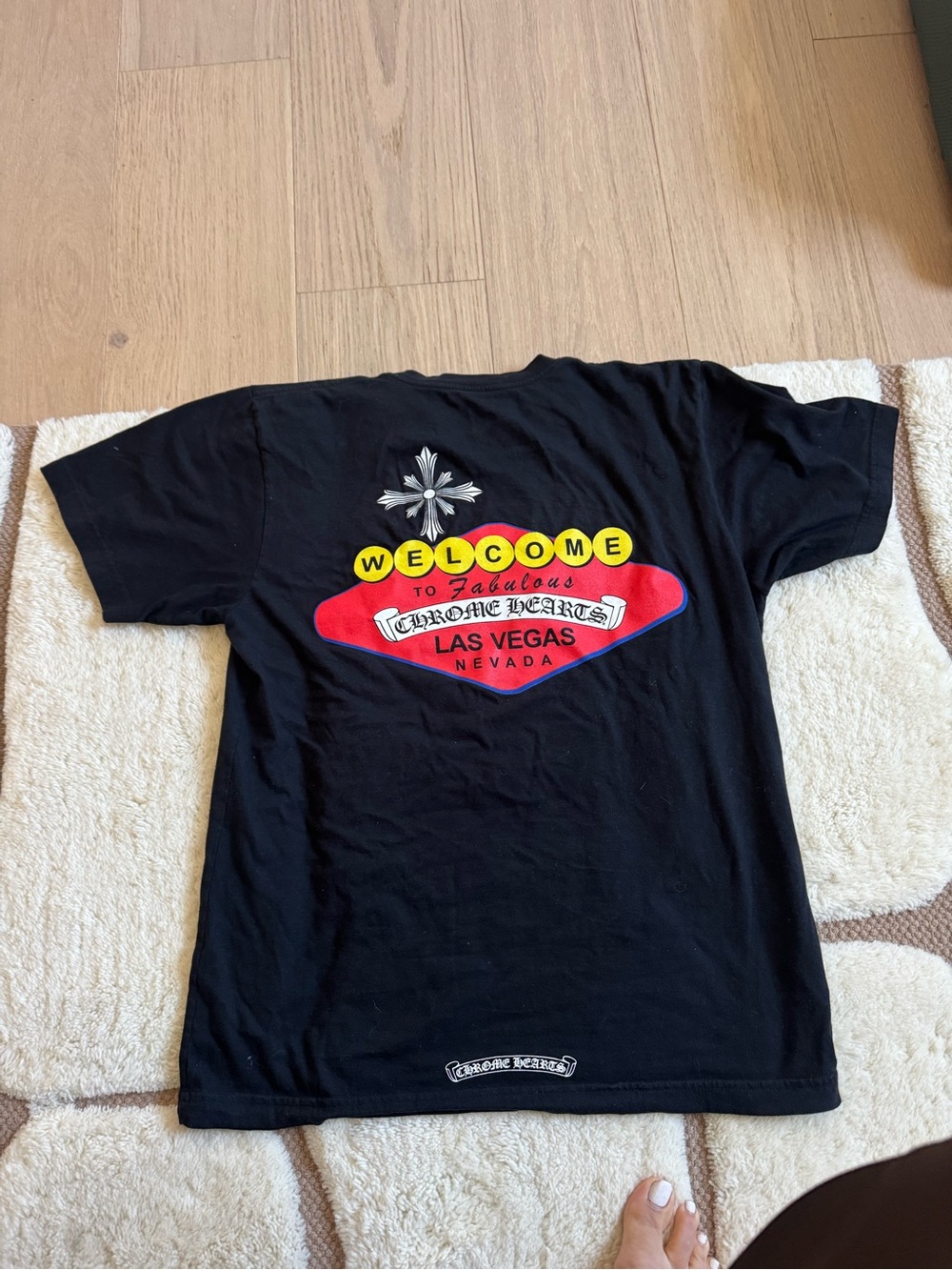 Chrome Hearts Black T-Shirt with Red, Yellow and White Las Vegas Graphic